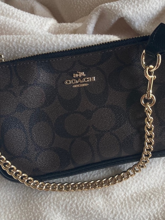 Coach Handbags - COACH Signature Canvas Wristlet/Wallet Bag With Chain